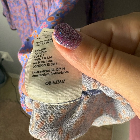 Free People Blossom Baby Mini Dress Floral Print Ruffle Collar - Picture 2 of 8